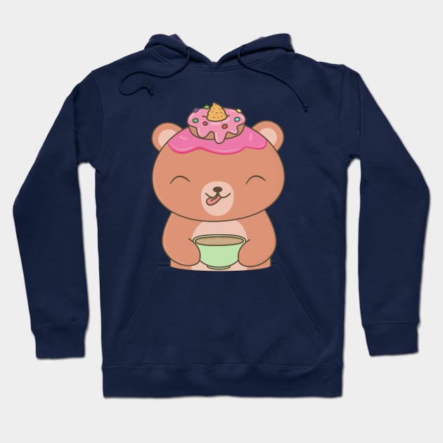 Kawaii Brown Bear Loves Coffee Hoodie by happinessinatee